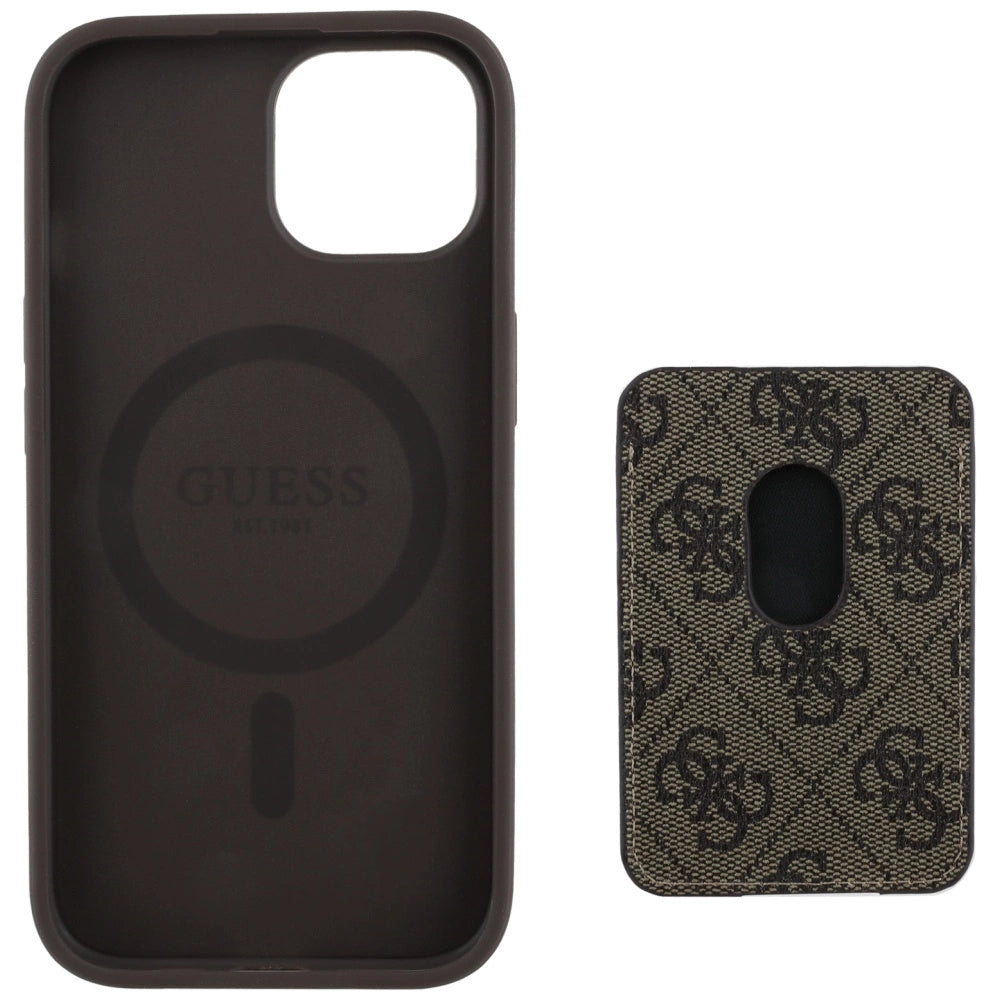 Etui Guess 4G Stripes z portfelem Magsafe do iPhone 15 brązowy – zdjęcie 5