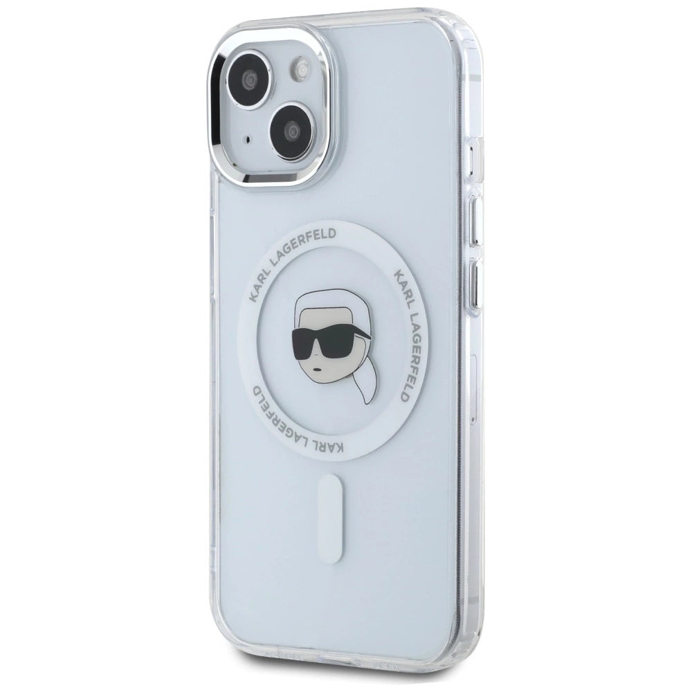 Etui Karl Lagerfeld IML Metal Karl Head MagSafe do iPhone 15 biały – zdjęcie 2