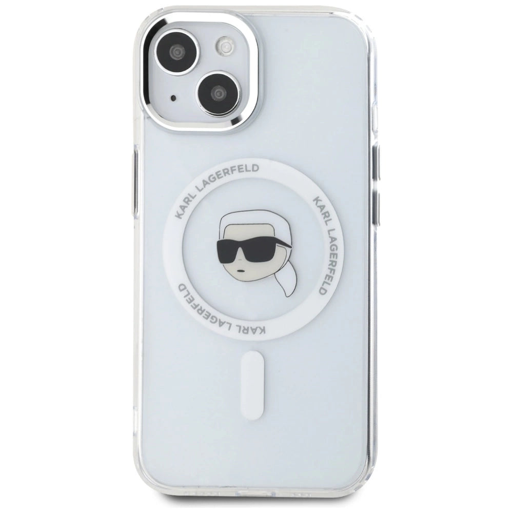 Etui Karl Lagerfeld IML Metal Karl Head MagSafe do iPhone 15 Plus biały – zdjęcie 3