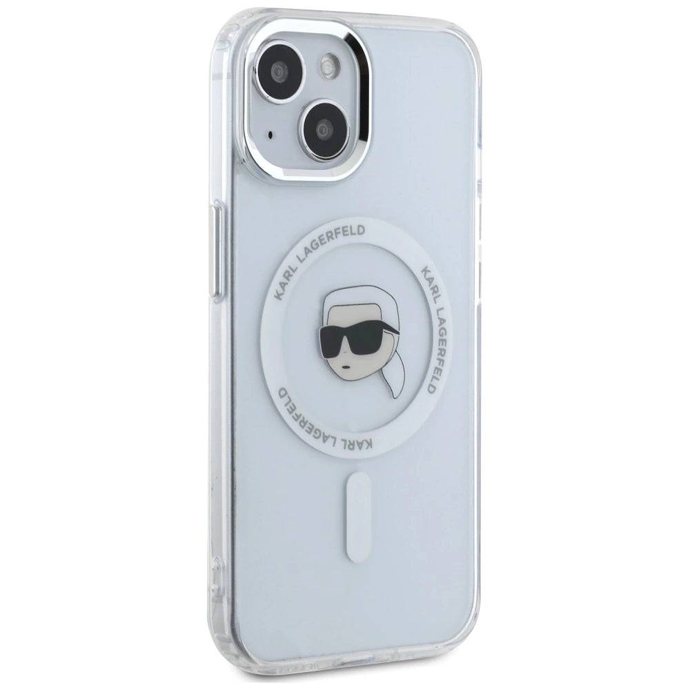 Etui Karl Lagerfeld IML Metal Karl Head MagSafe do iPhone 15 Plus biały – zdjęcie 4