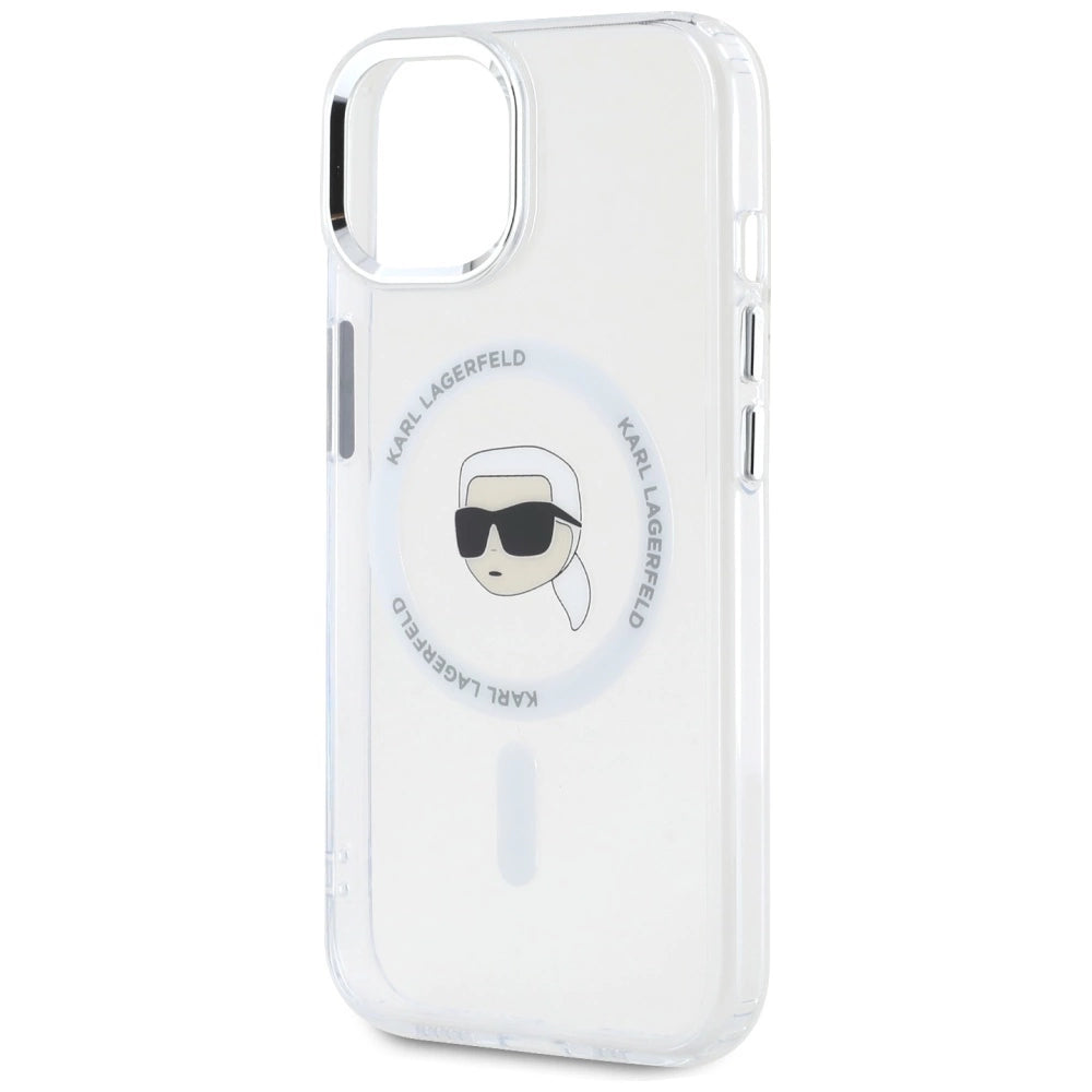Etui Karl Lagerfeld IML Metal Karl Head MagSafe do iPhone 15 Plus biały – zdjęcie 6