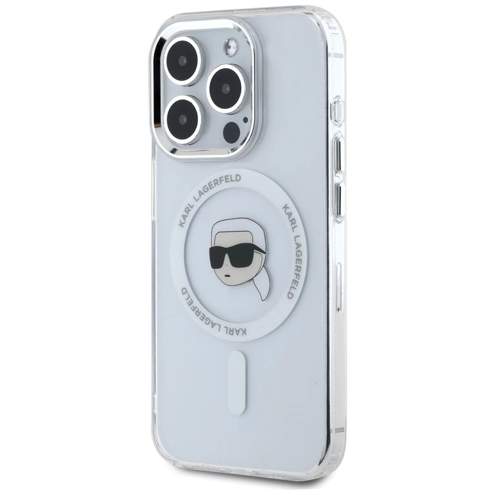 Etui Karl Lagerfeld IML Metal Karl Head MagSafe do iPhone 15 Pro biały – zdjęcie 2