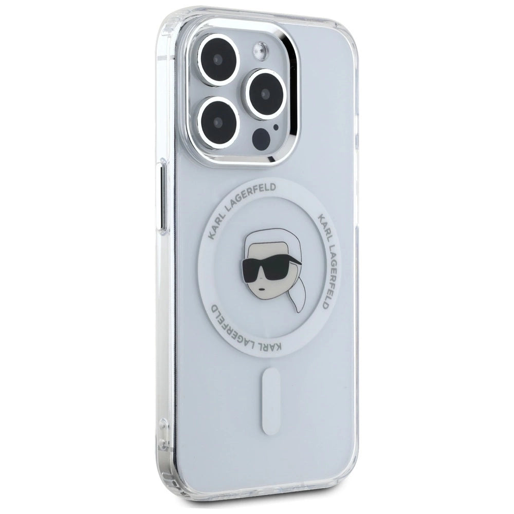 Etui Karl Lagerfeld IML Metal Karl Head MagSafe do iPhone 15 Pro biały – zdjęcie 4