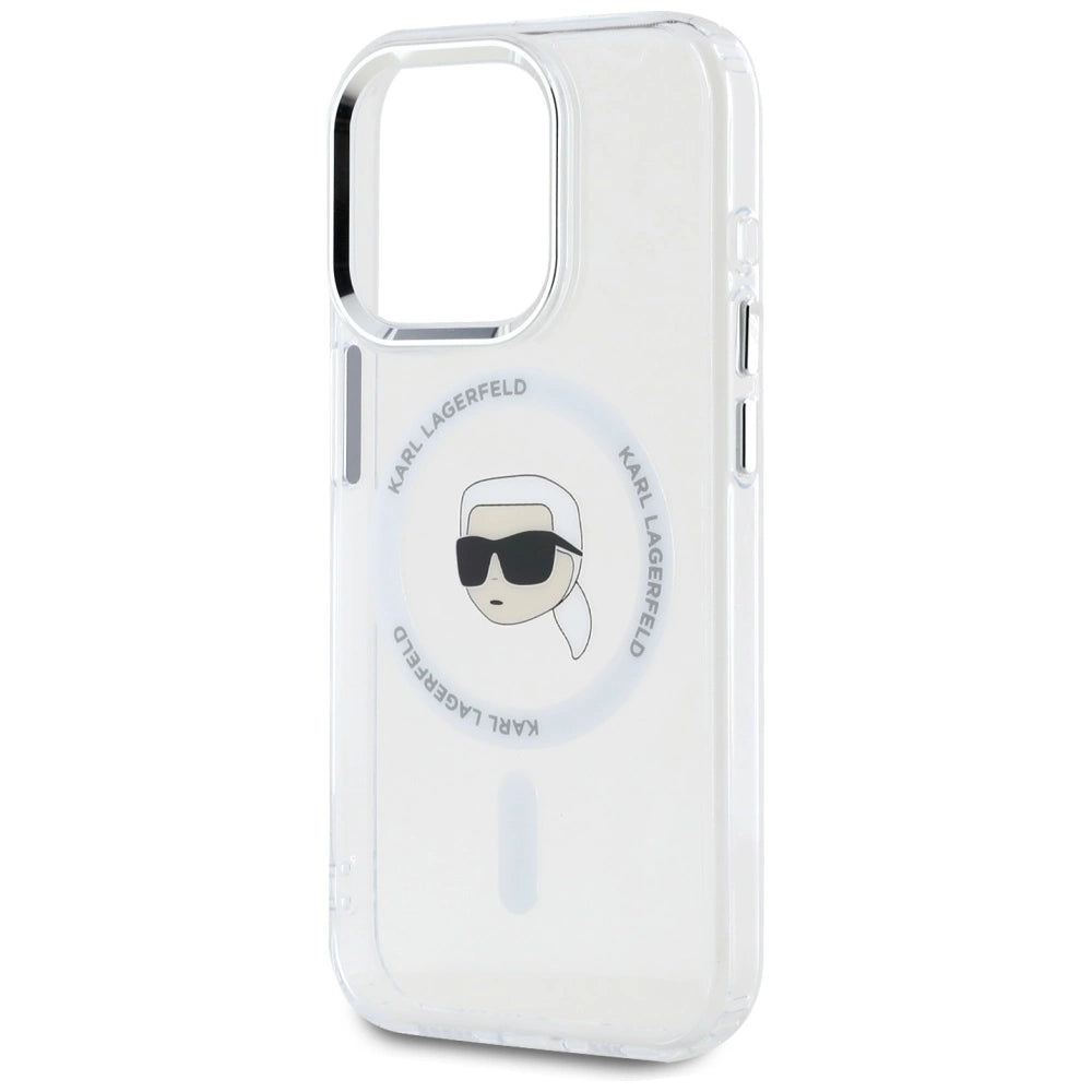 Etui Karl Lagerfeld IML Metal Karl Head MagSafe do iPhone 15 Pro biały – zdjęcie 6
