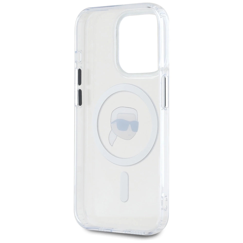Etui Karl Lagerfeld IML Metal Karl Head MagSafe do iPhone 15 Pro Max biały