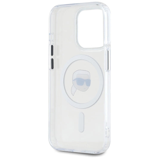Etui Karl Lagerfeld IML Metal Karl Head MagSafe do iPhone 15 Pro Max biały
