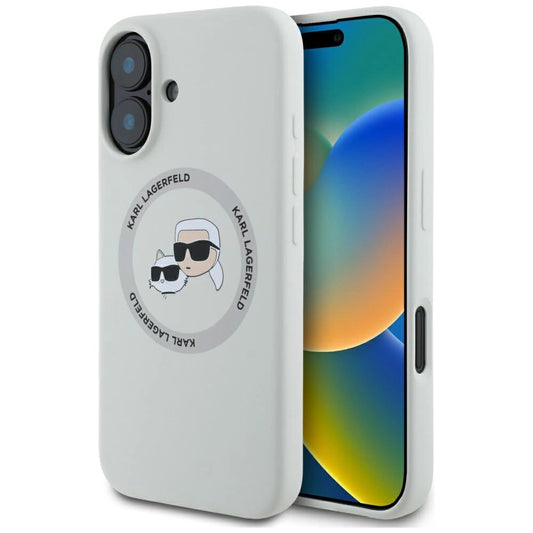 Etui Karl Lagerfeld Silicone Double Heads And Circle do iPhone 16 beżowy