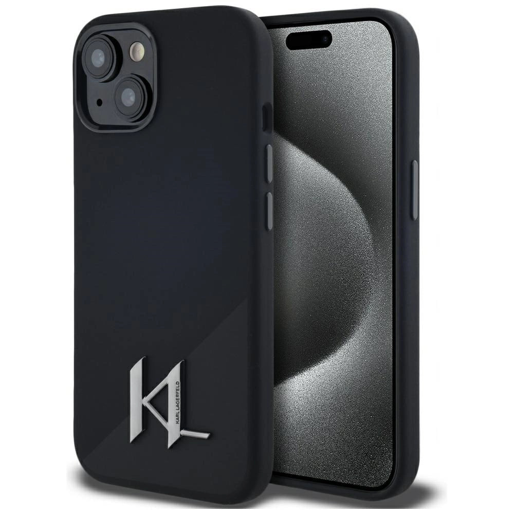 Etui Karl Lagerfeld Silicone Shadow Metal Initial do iPhone 15 czarny