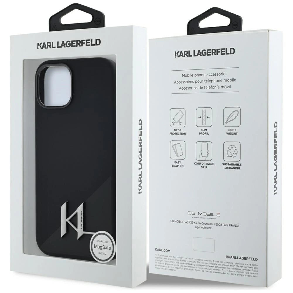 Etui Karl Lagerfeld Silicone Shadow Metal Initial do iPhone 15 czarny – zdjęcie 8