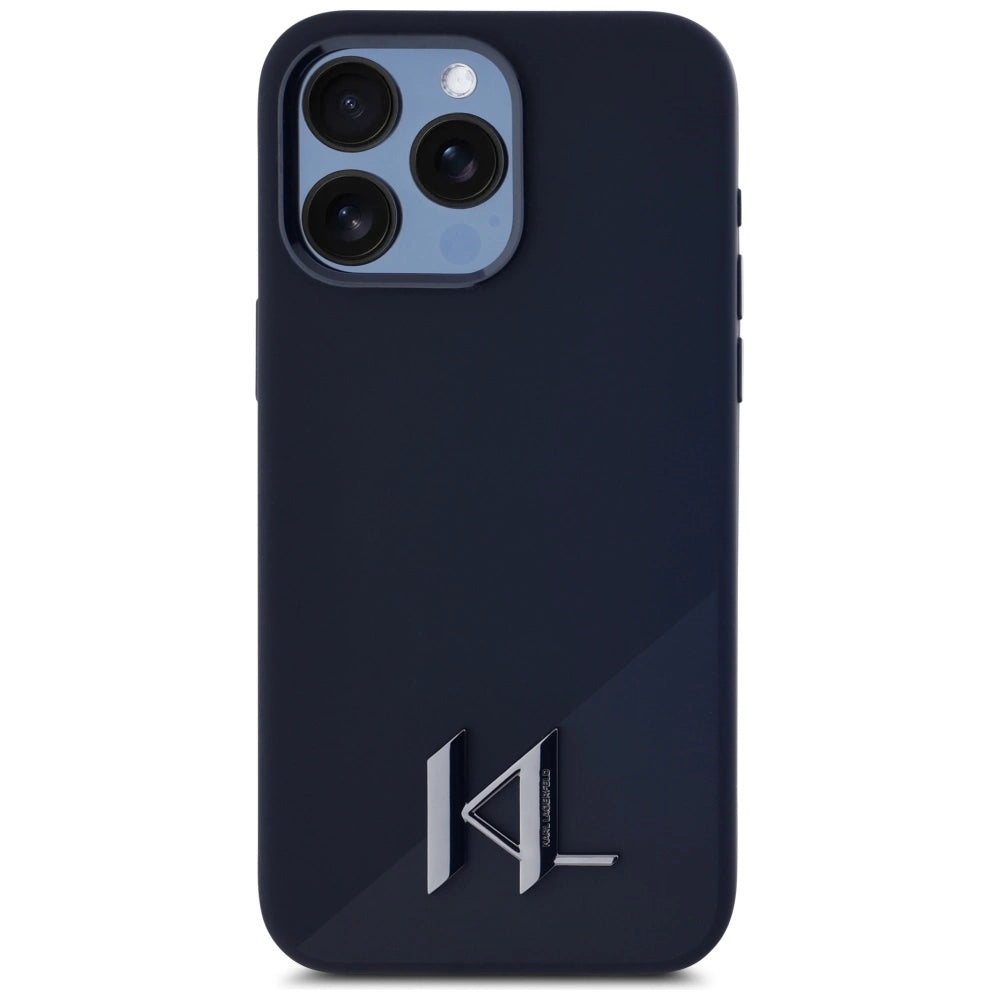 Etui Karl Lagerfeld Silicone Shadow Metal Initial do iPhone 15 Pro czarny – zdjęcie 3