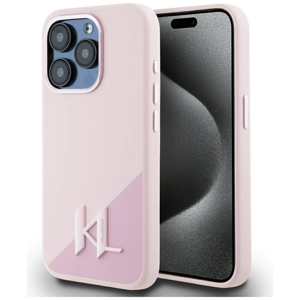 Etui Karl Lagerfeld Silicone Shadow Metal do iPhone 15 Pro Max różowy
