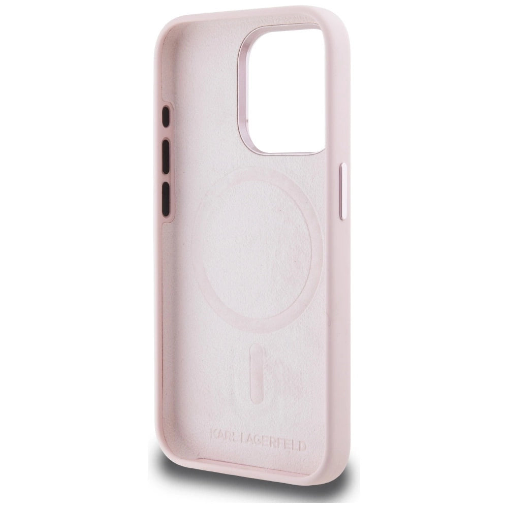 Etui Karl Lagerfeld Silicone Shadow Metal Initial do iPhone 15 Pro różowy – zdjęcie 7