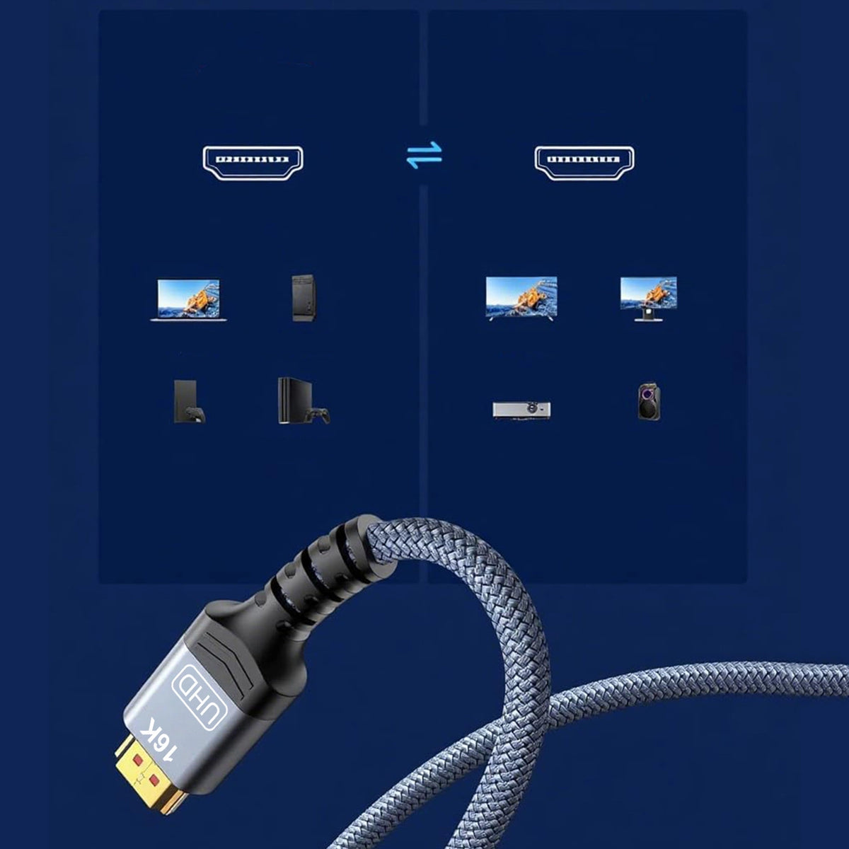 Kabel Wozinsky WPS-16AYL2S DisplayPort 2.1 80 Gb/s 16K@60Hz - czarny – zdjęcie 7