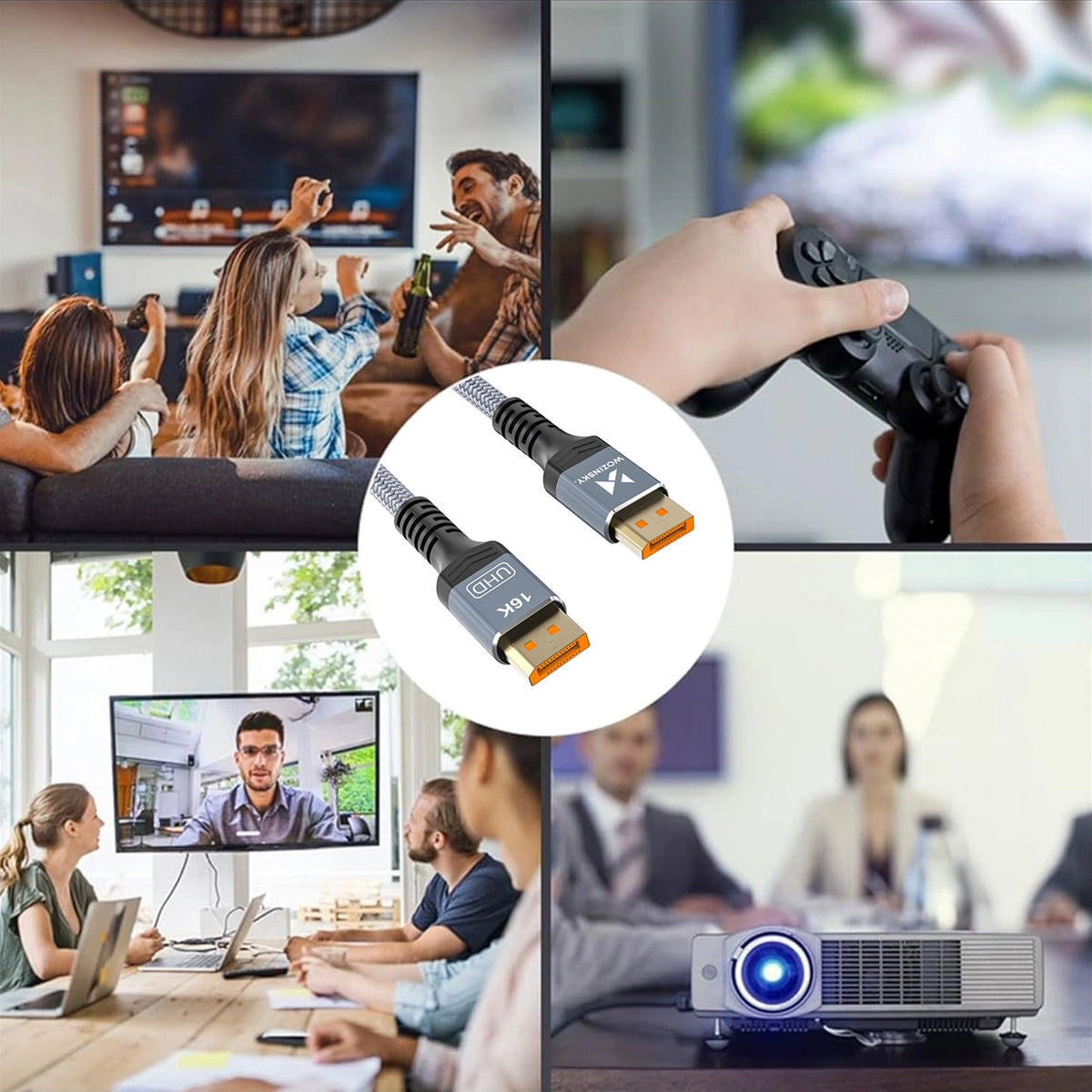 Kabel Wozinsky WPS-16AYL2S DisplayPort 2.1 80 Gb/s 16K@60Hz - czarny – zdjęcie 9