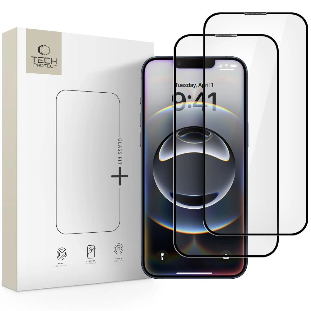 Szkło hartowane na iPhone 17e / 16e / 14 / 13 Pro / 13 - czarne