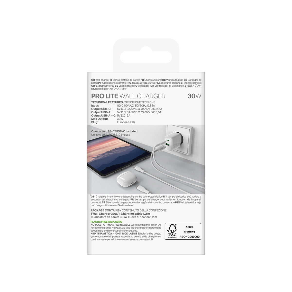 Ładowarka sieciowa Puro PROLITE 30W USB-A / USB-C + kabel USB-C - biała – zdjęcie 3