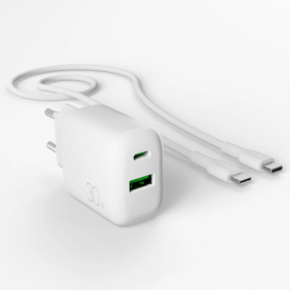 Ładowarka sieciowa Puro PROLITE 30W USB-A / USB-C + kabel USB-C - biała – zdjęcie 4