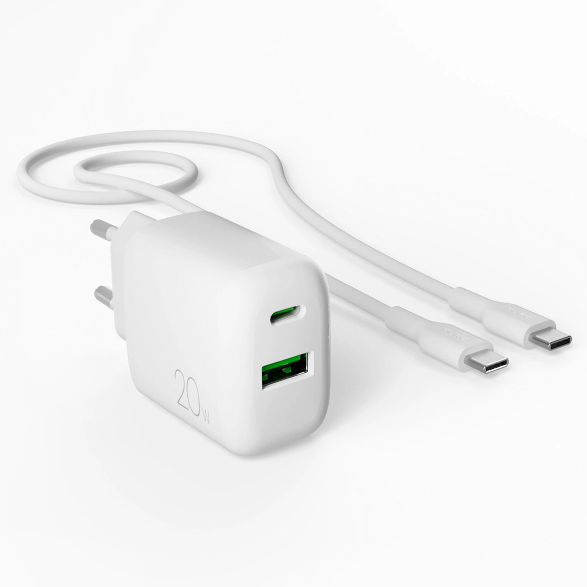 Ładowarka sieciowa Puro PROLITE 20W USB-A / USB-C + kabel USB-C - biała – zdjęcie 4