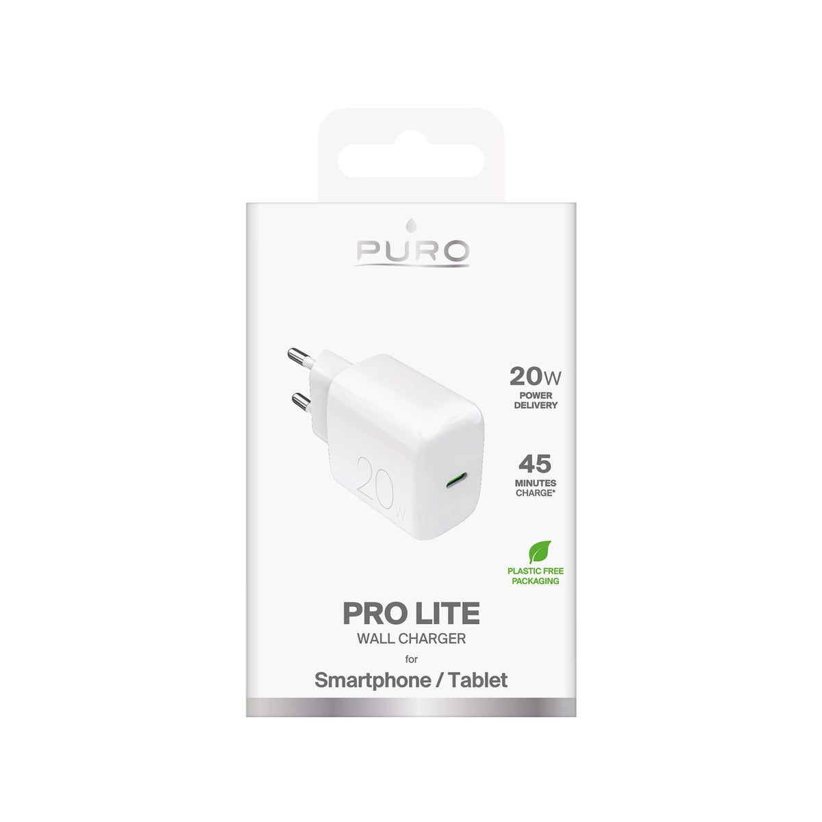Ładowarka sieciowa Puro PROLITE 20W USB-C - biała
