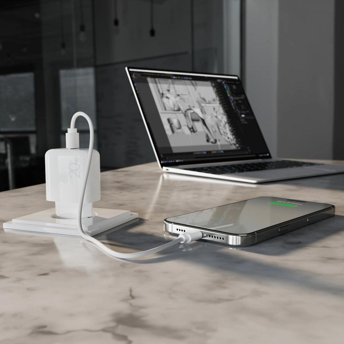 Ładowarka sieciowa Puro PROLITE 20W USB-C - biała