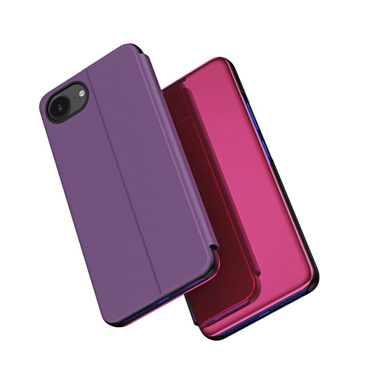 Etui Clear View Case na iPhone 16e / 17e pokrowiec z klapką - różowe