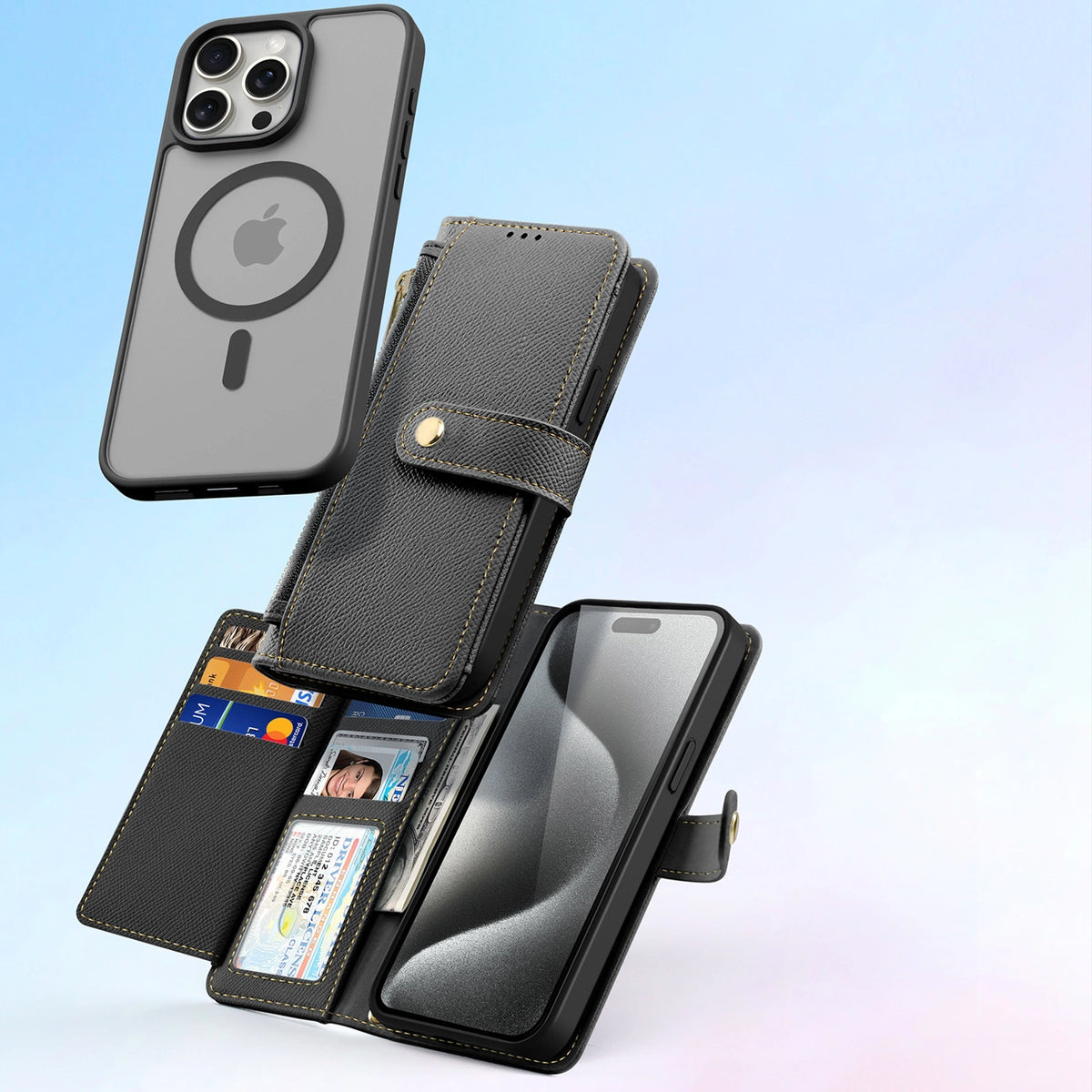 Etui skórzane Dux Ducis Lawa na iPhone 15 Pro - czarne – zdjęcie 2