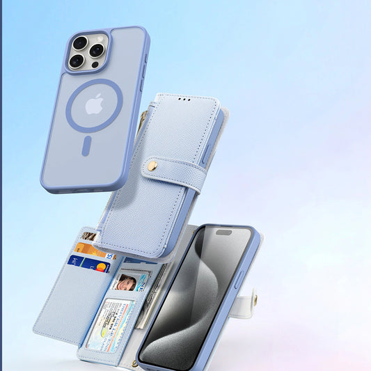 Etui skórzane Dux Ducis Lawa na iPhone 15 Pro - niebieskie