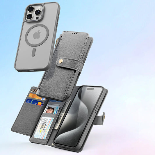 Etui skórzane Dux Ducis Lawa na iPhone 15 Pro Max - szare