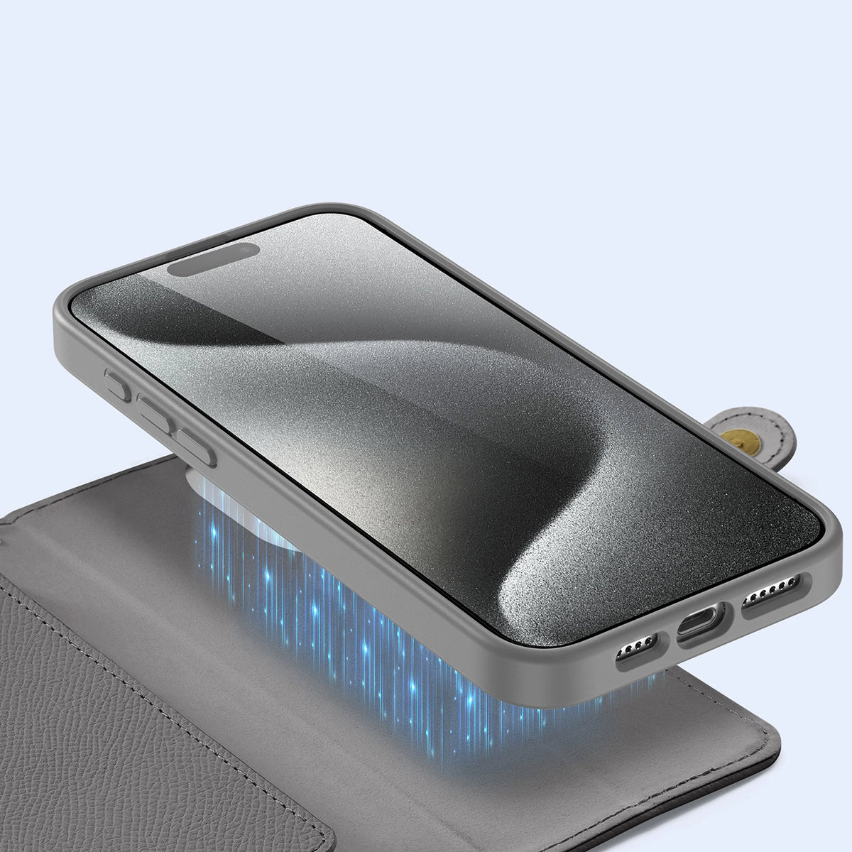 Etui skórzane Dux Ducis Lawa na iPhone 15 Pro Max - szare – zdjęcie 2