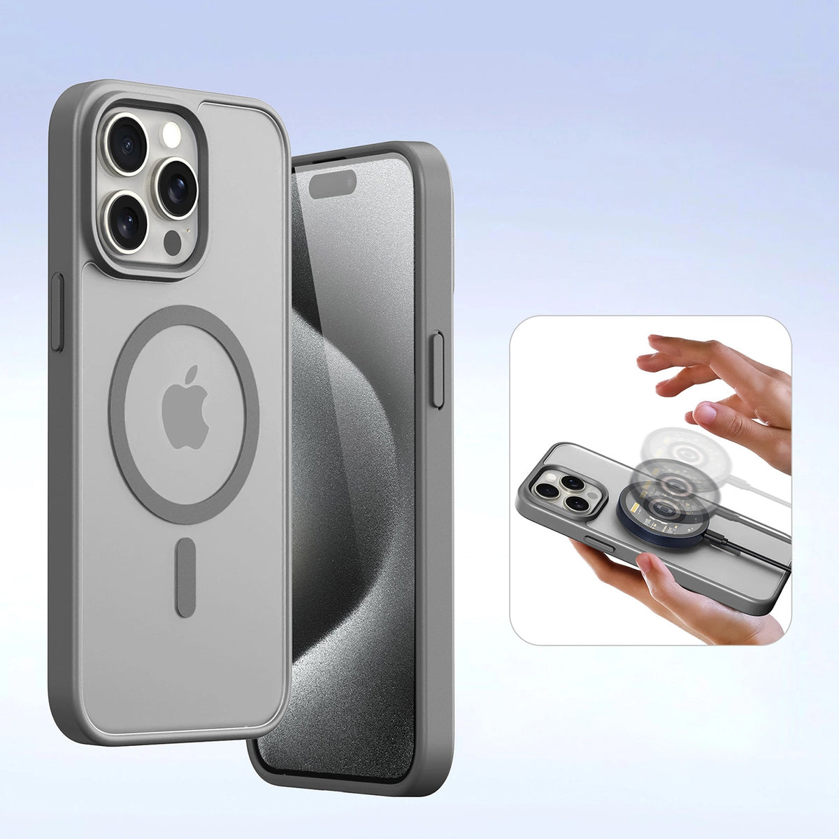 Etui skórzane Dux Ducis Lawa na iPhone 15 Pro Max - szare – zdjęcie 3