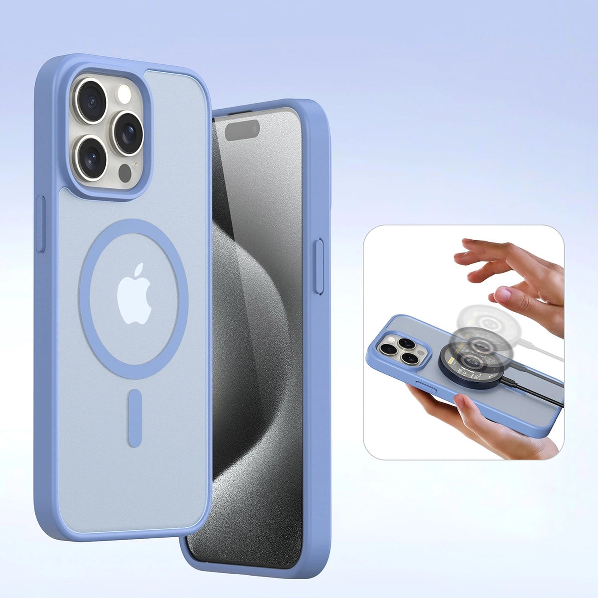 Etui skórzane Dux Ducis Lawa na iPhone 15 Pro Max - niebieskie