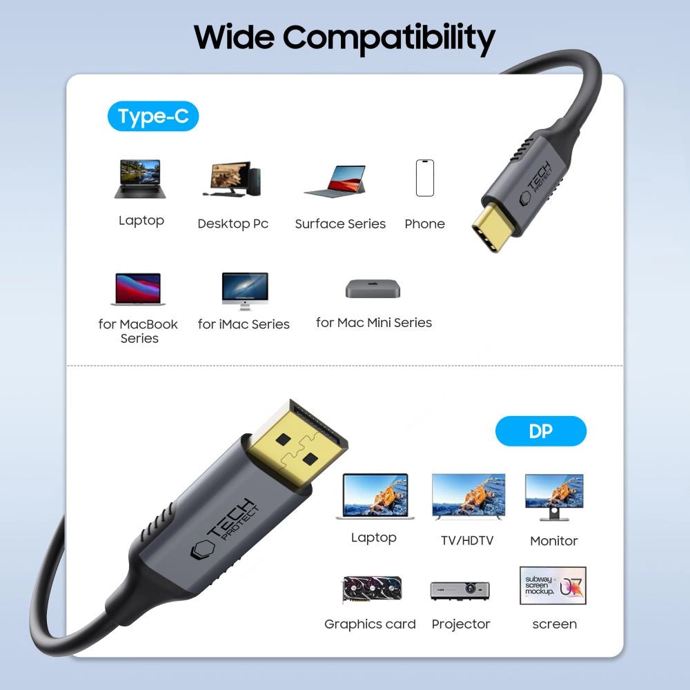 Kabel Tech-Protect UltraBoost do DisplayPort 1.4 8K 60Hz 180cm - czarny – zdjęcie 2