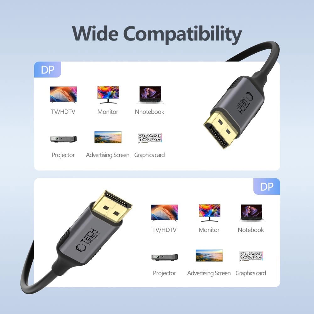 Kabel Tech-Protect UltraBoost do DisplayPort 1.4 4K 60Hz 2m - czarny – zdjęcie 2