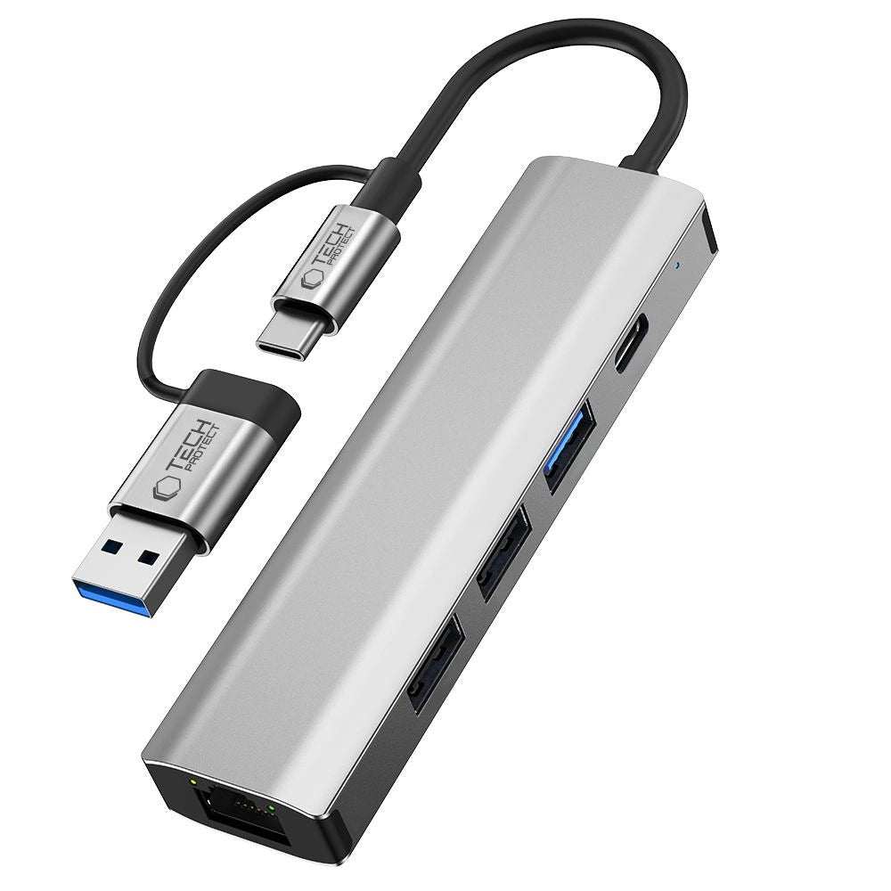 Adapter Tech-Protect HB03 HUB Adapter 5w1 USB-C + USB2.0 + USB3.0 - szary – zdjęcie 3