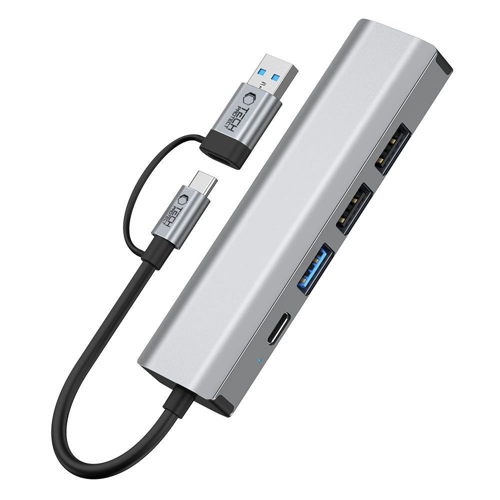 Adapter Tech-Protect HB03 HUB Adapter 5w1 USB-C + USB2.0 + USB3.0 - szary – zdjęcie 6