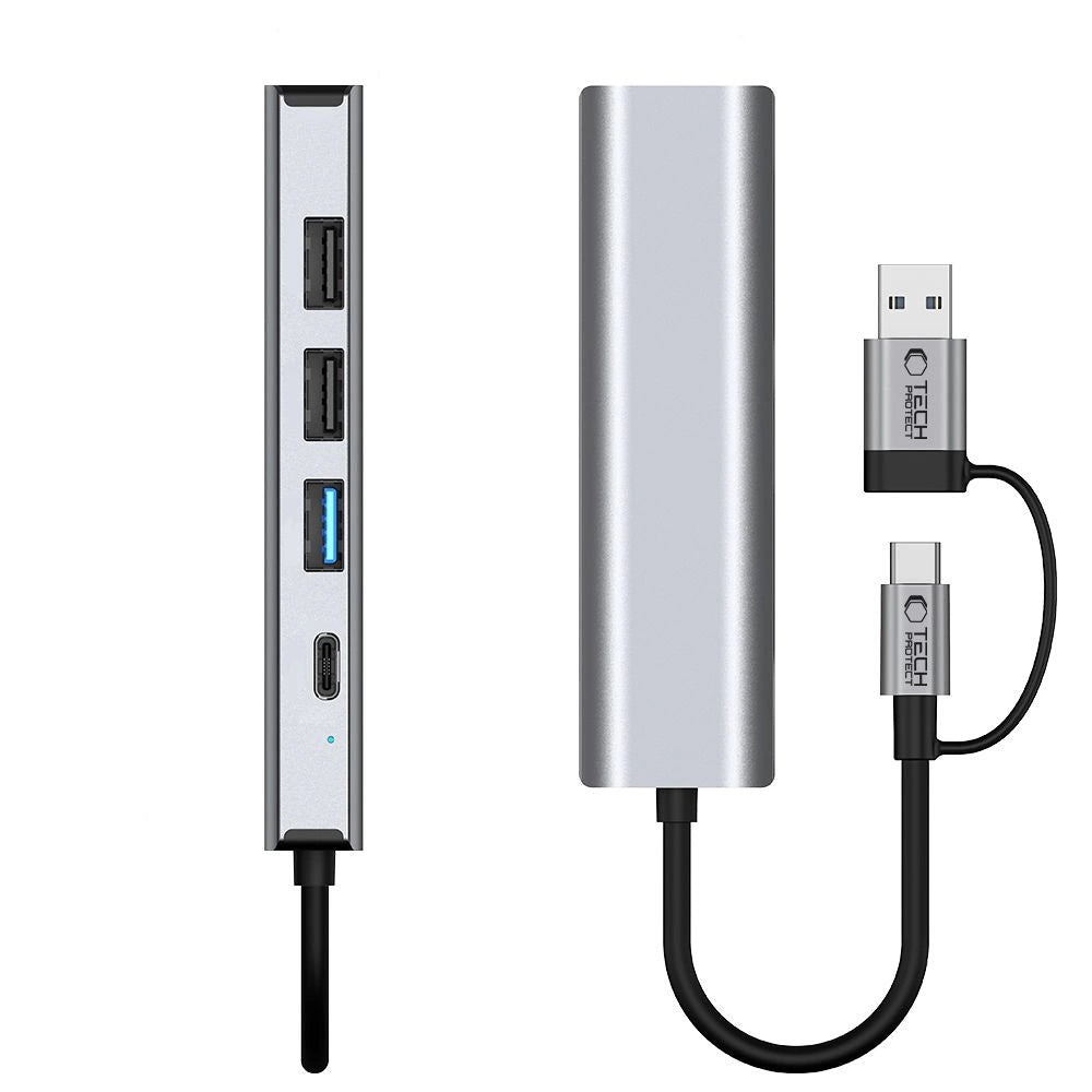 Adapter Tech-Protect HB03 HUB Adapter 5w1 USB-C + USB2.0 + USB3.0 - szary – zdjęcie 7