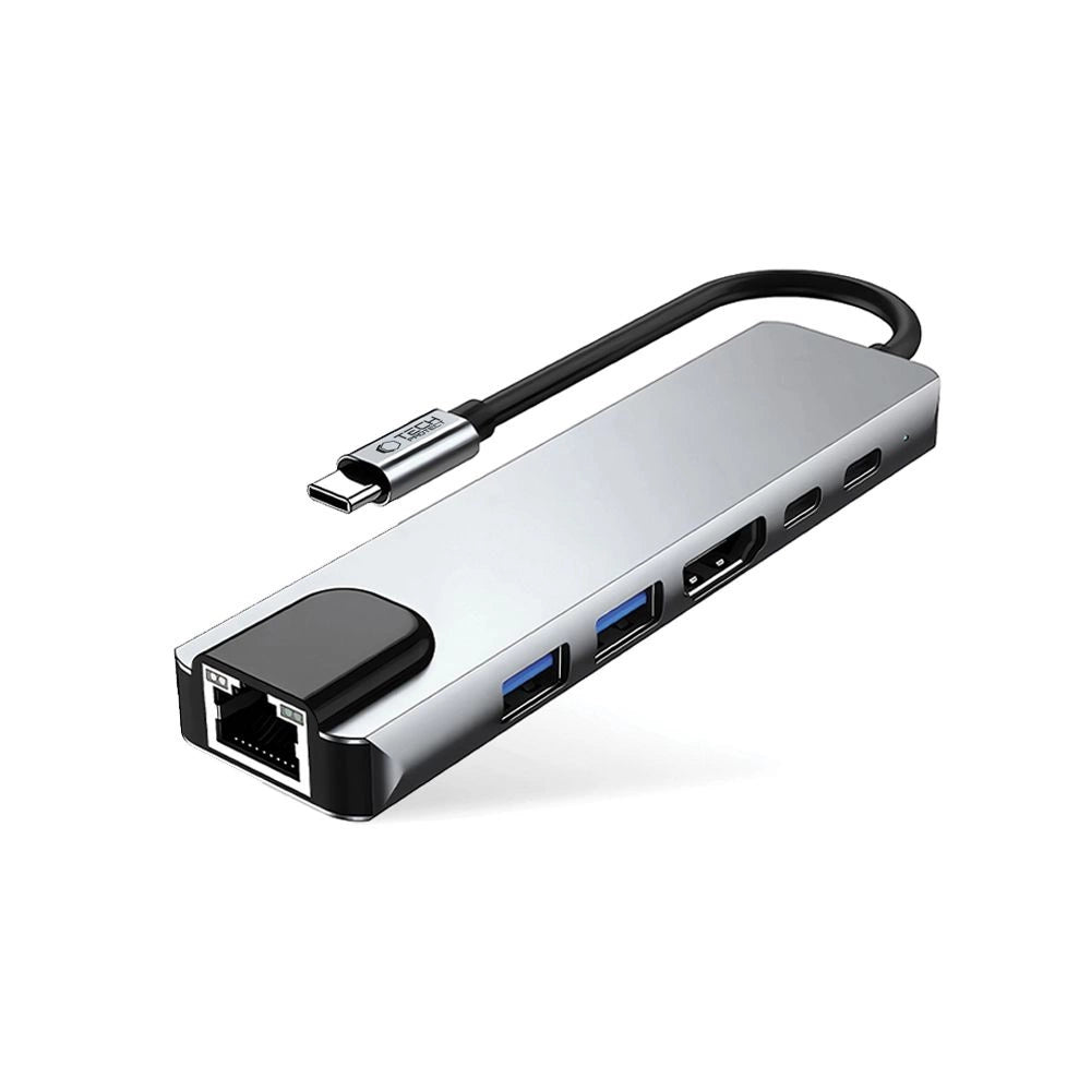 Adapter Tech-Protect HB02 HUB Adapter 6w1 USB-C + USB2.0 + USB3.0 - szary – zdjęcie 2