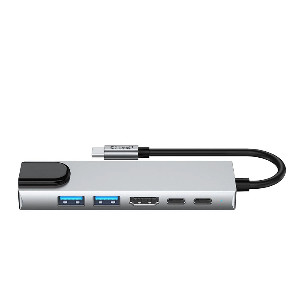 Adapter Tech-Protect HB02 HUB Adapter 6w1 USB-C + USB2.0 + USB3.0 - szary – zdjęcie 3