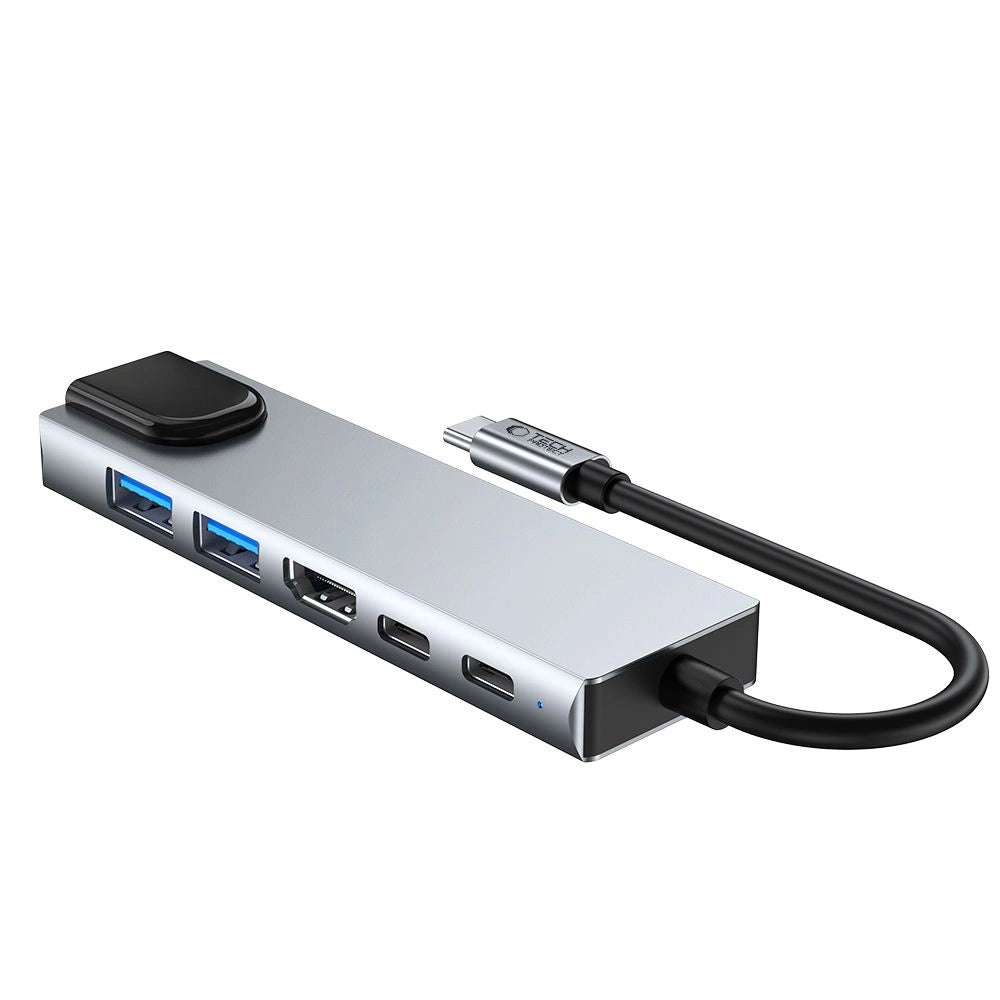 Adapter Tech-Protect HB02 HUB Adapter 6w1 USB-C + USB2.0 + USB3.0 - szary – zdjęcie 4