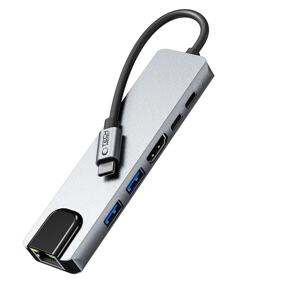 Adapter Tech-Protect HB02 HUB Adapter 6w1 USB-C + USB2.0 + USB3.0 - szary – zdjęcie 5