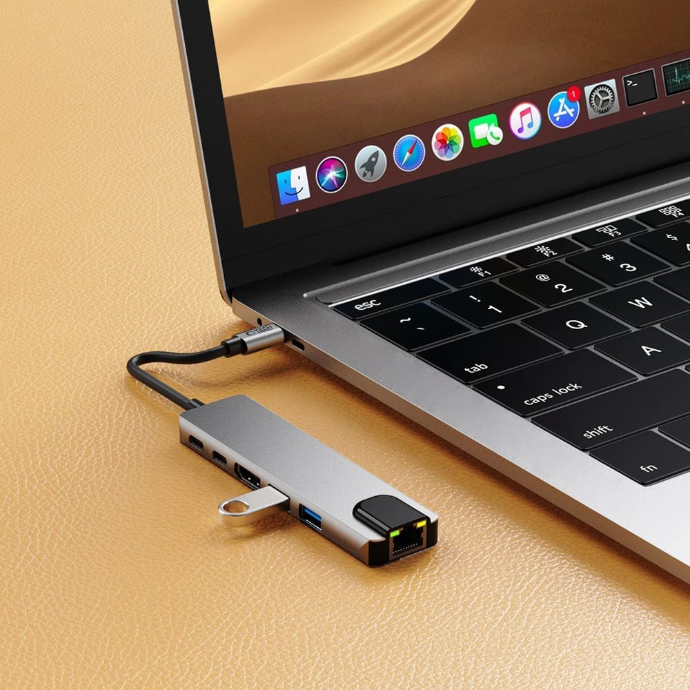 Adapter Tech-Protect HB02 HUB Adapter 6w1 USB-C + USB2.0 + USB3.0 - szary – zdjęcie 7