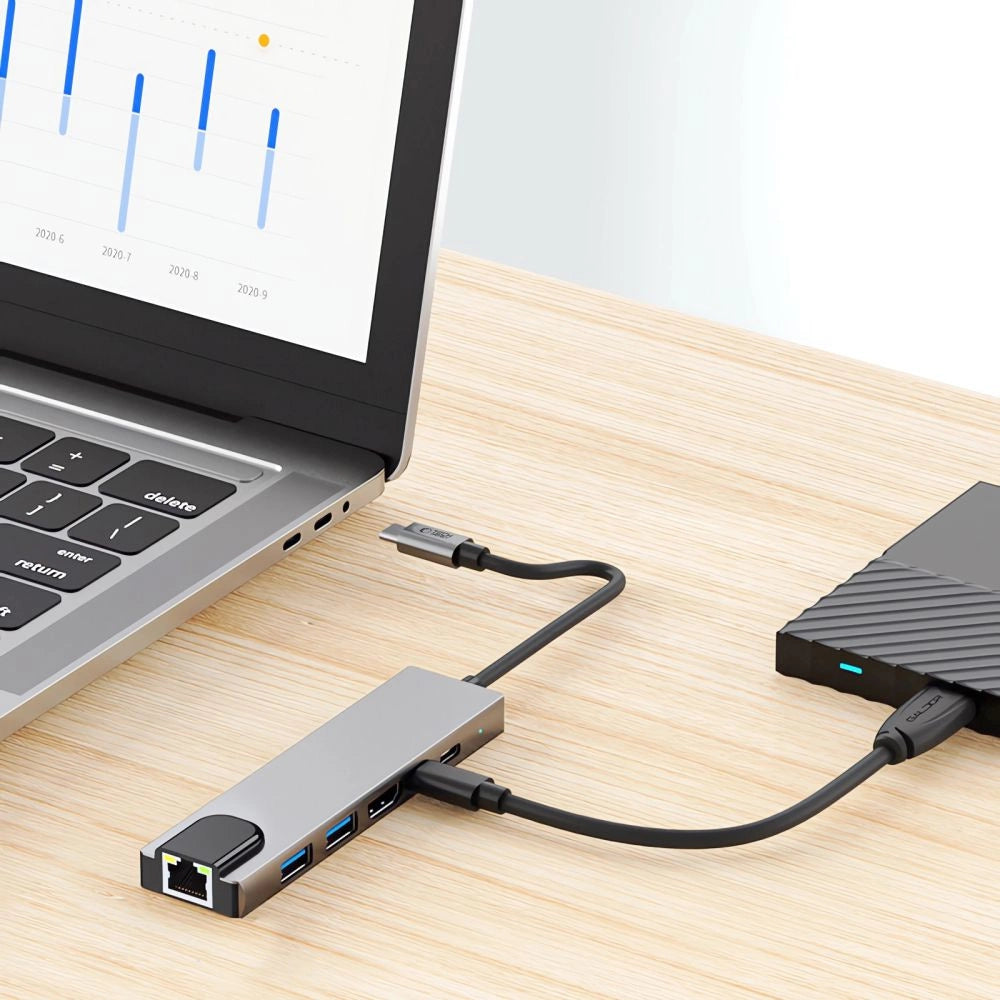 Adapter Tech-Protect HB02 HUB Adapter 6w1 USB-C + USB2.0 + USB3.0 - szary – zdjęcie 8