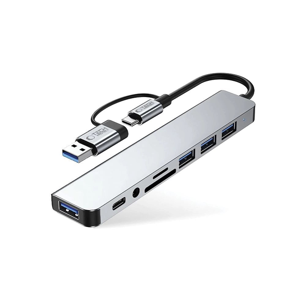 Adapter Tech-Protect HB06 HUB Adapter 8w1 TYP-C + USB2.0 + USB3.0 - szary – zdjęcie 2