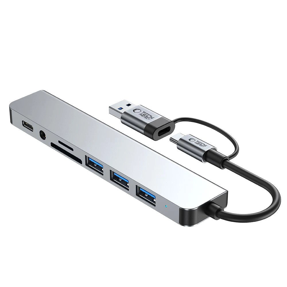 Adapter Tech-Protect HB06 HUB Adapter 8w1 TYP-C + USB2.0 + USB3.0 - szary – zdjęcie 3