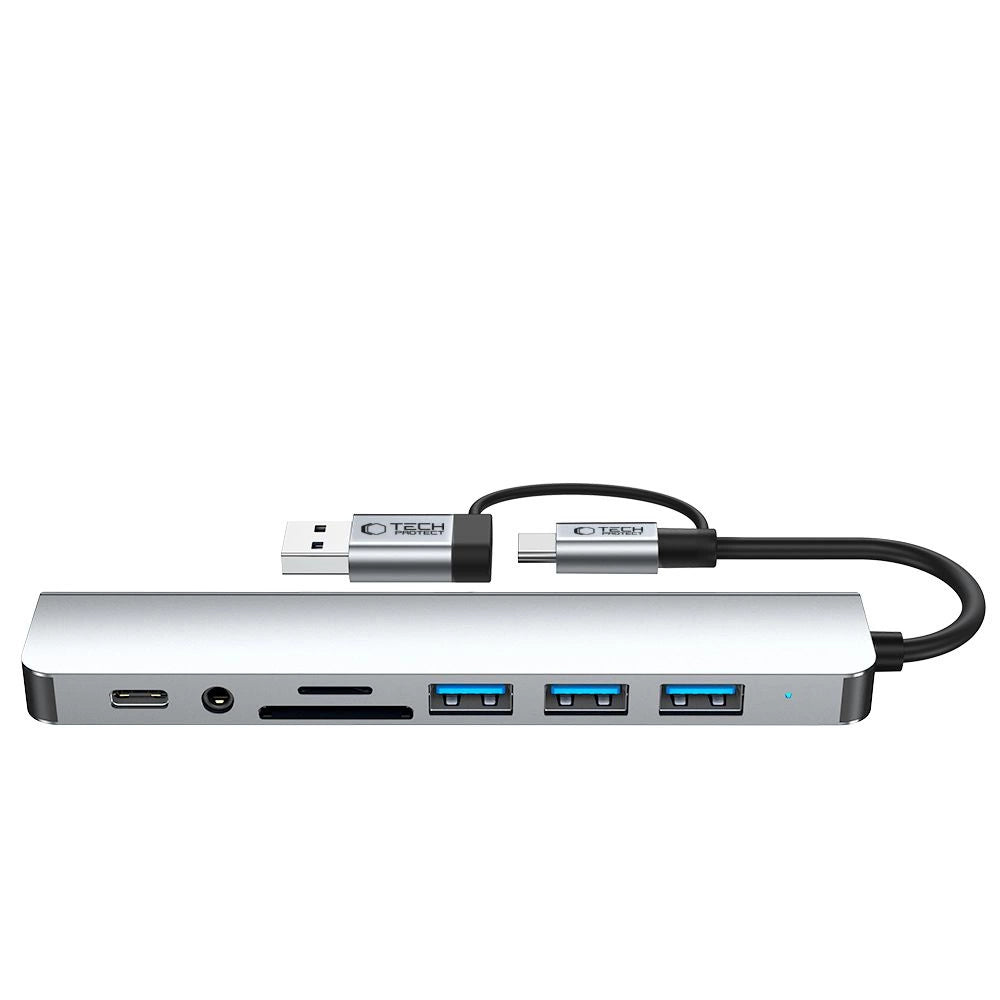 Adapter Tech-Protect HB06 HUB Adapter 8w1 TYP-C + USB2.0 + USB3.0 - szary – zdjęcie 4