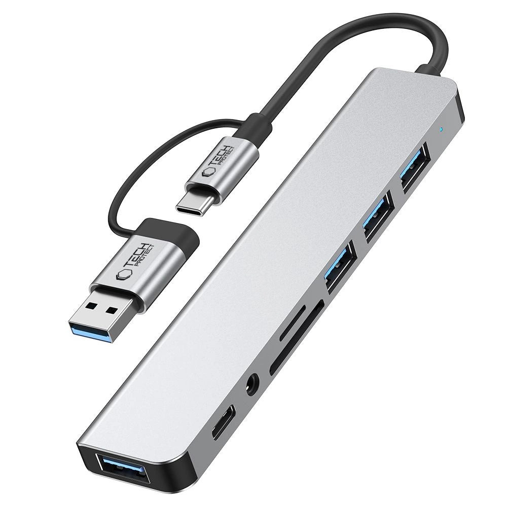 Adapter Tech-Protect HB06 HUB Adapter 8w1 TYP-C + USB2.0 + USB3.0 - szary – zdjęcie 5
