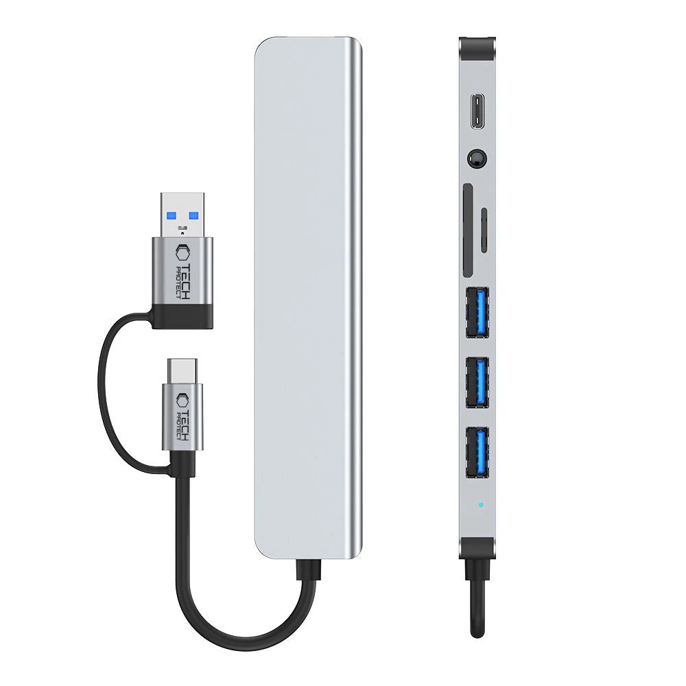 Adapter Tech-Protect HB06 HUB Adapter 8w1 TYP-C + USB2.0 + USB3.0 - szary – zdjęcie 6