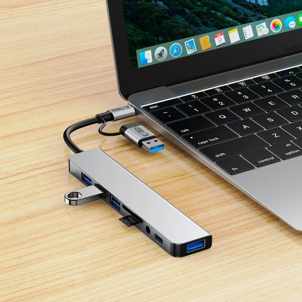 Adapter Tech-Protect HB06 HUB Adapter 8w1 TYP-C + USB2.0 + USB3.0 - szary – zdjęcie 7
