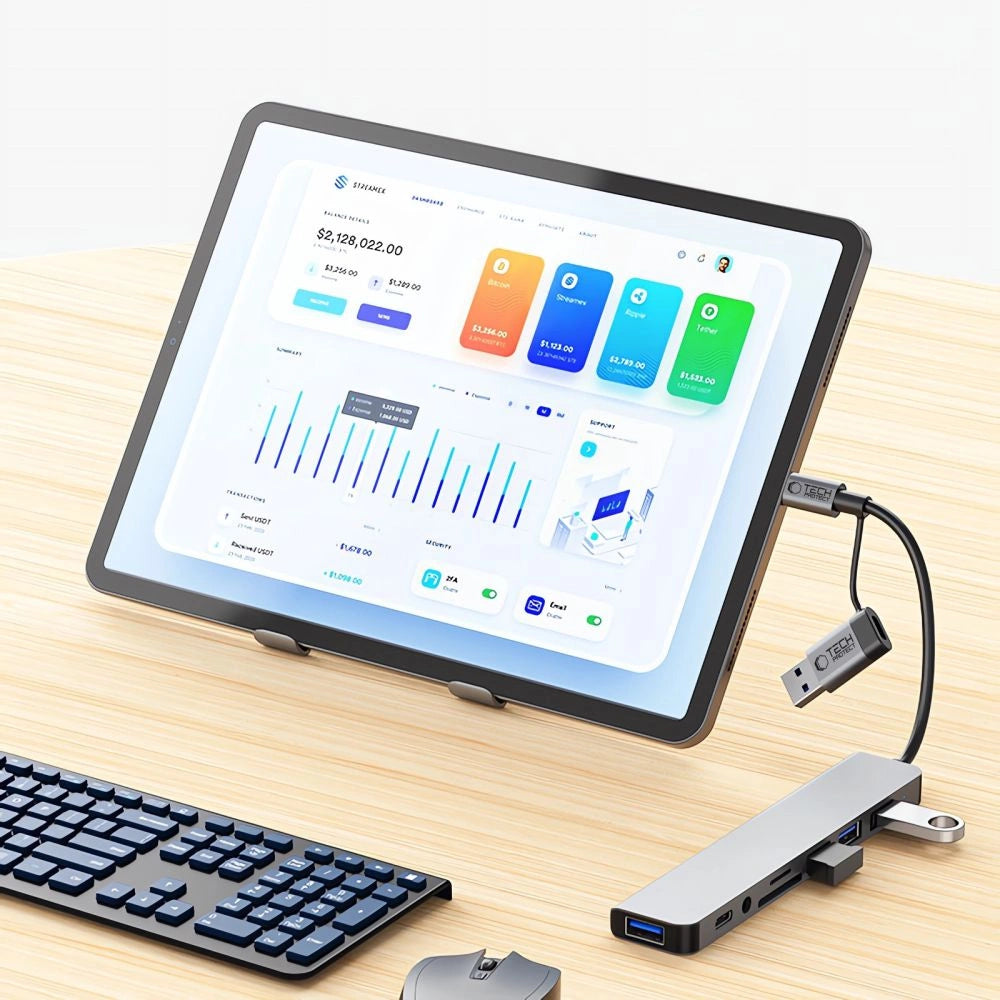 Adapter Tech-Protect HB06 HUB Adapter 8w1 TYP-C + USB2.0 + USB3.0 - szary – zdjęcie 9