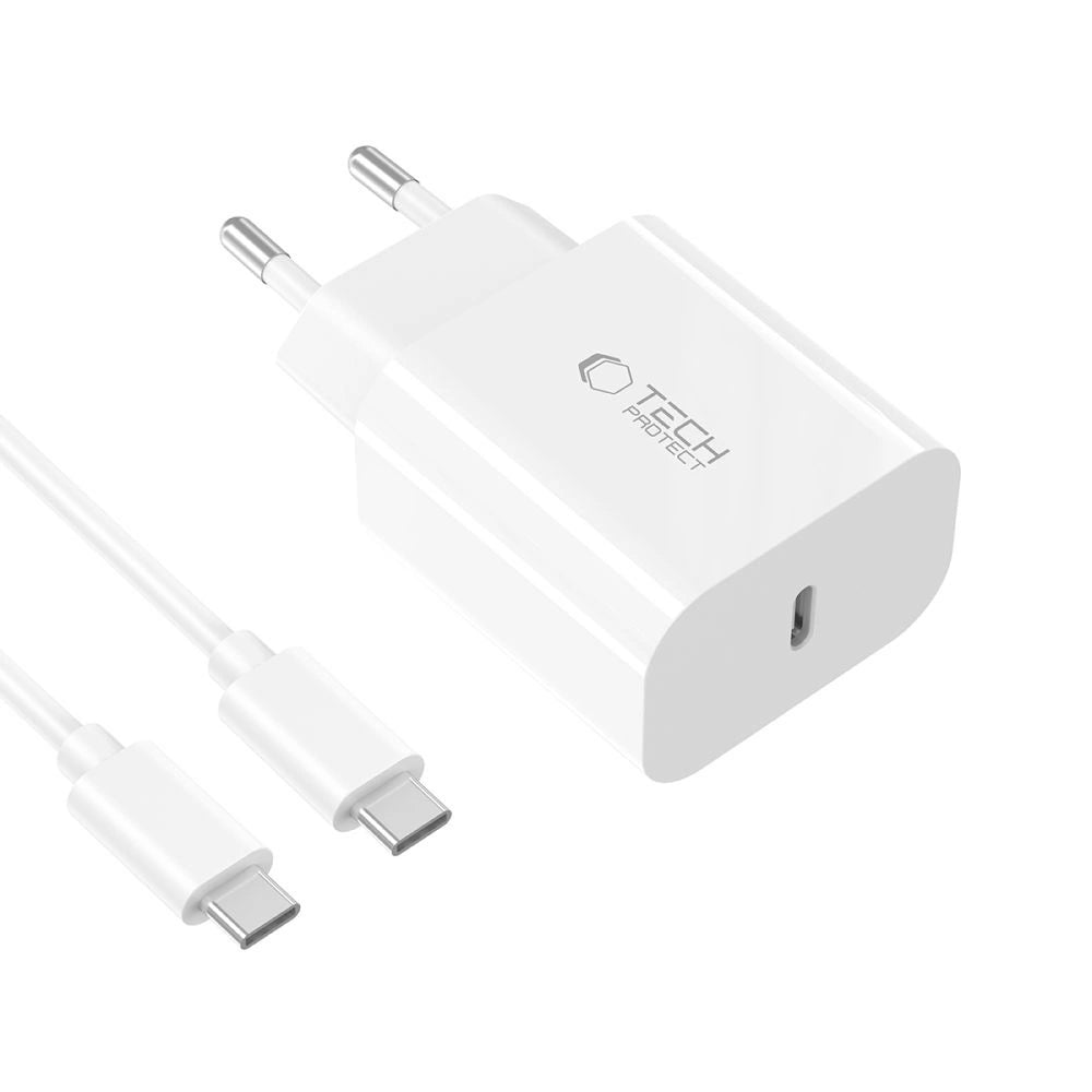 Ładowarka sieciowa Tech-Protect NC20W PD20W USB-C z kablem USB-C - biała – zdjęcie 3